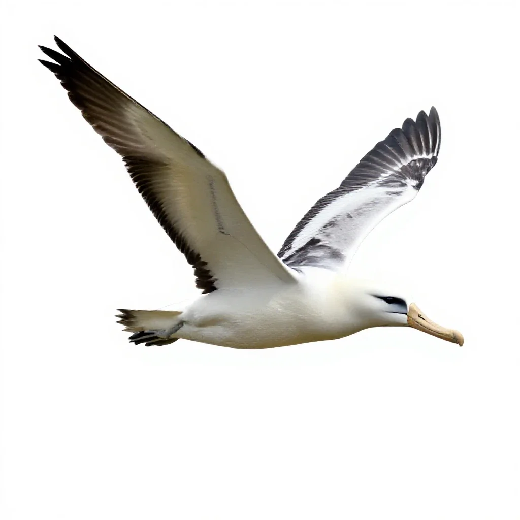 Royal albatross gliding isolated on a white background