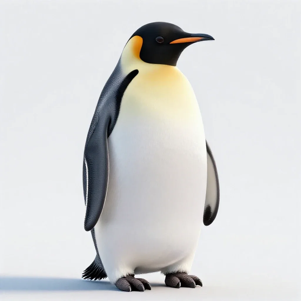 Emperor penguin with a chick isolated on a white background