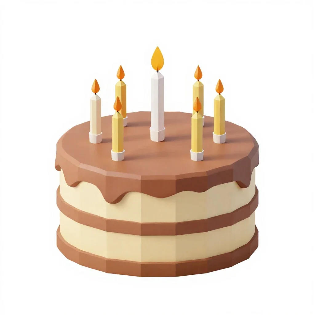 Birthday cake with candles isolated on a white background