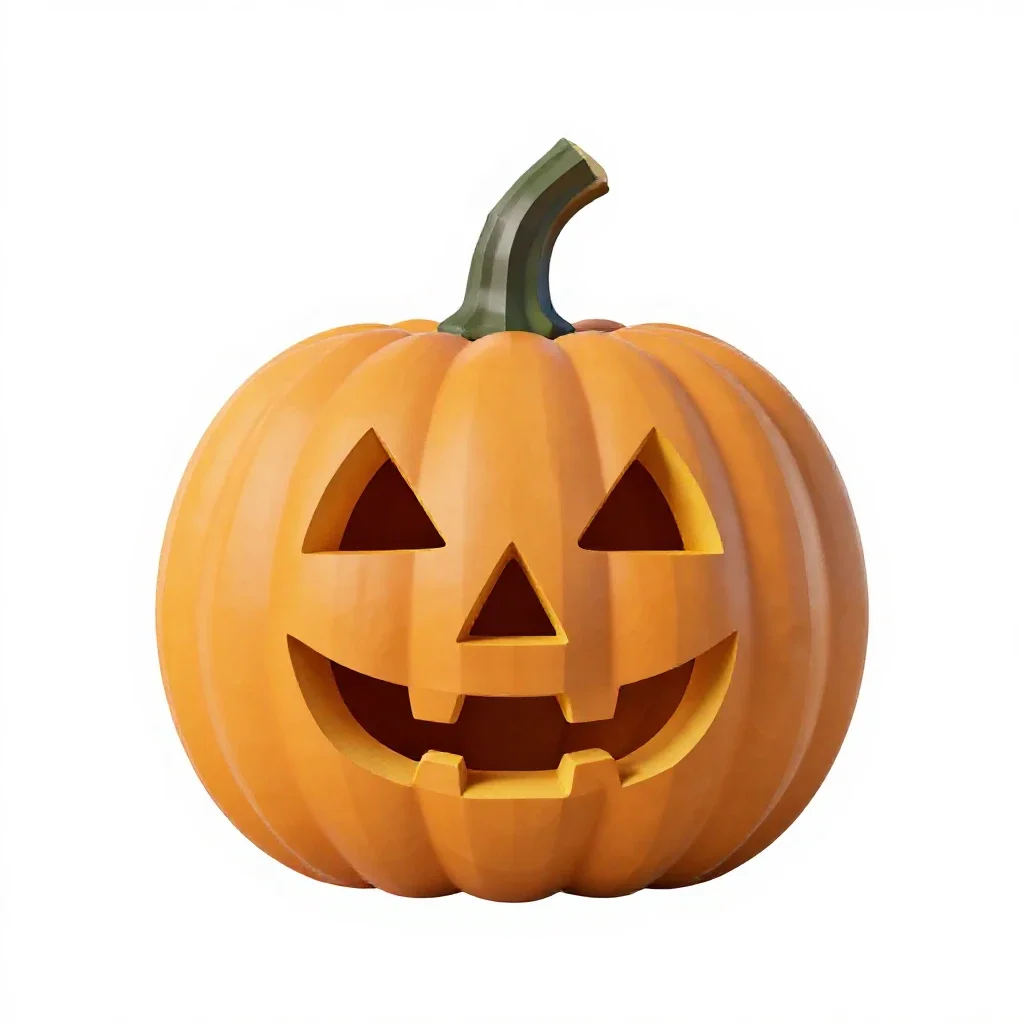 Carved pumpkin lantern isolated on a white background