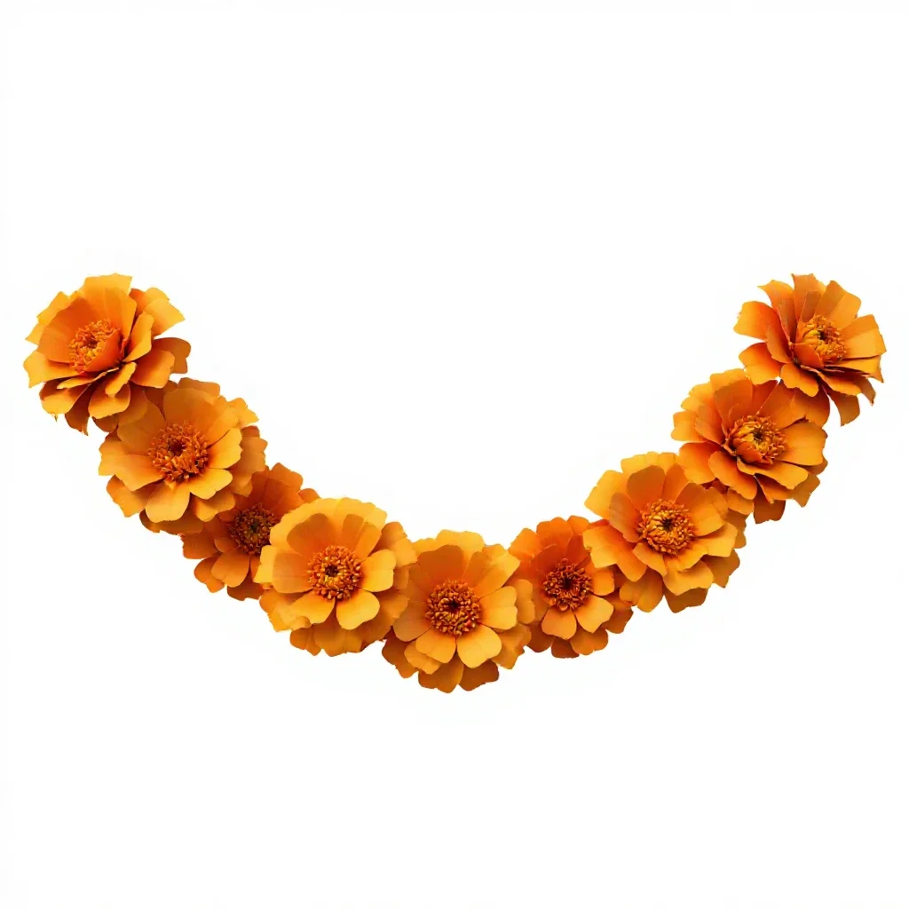 Garland of marigolds isolated on a white background