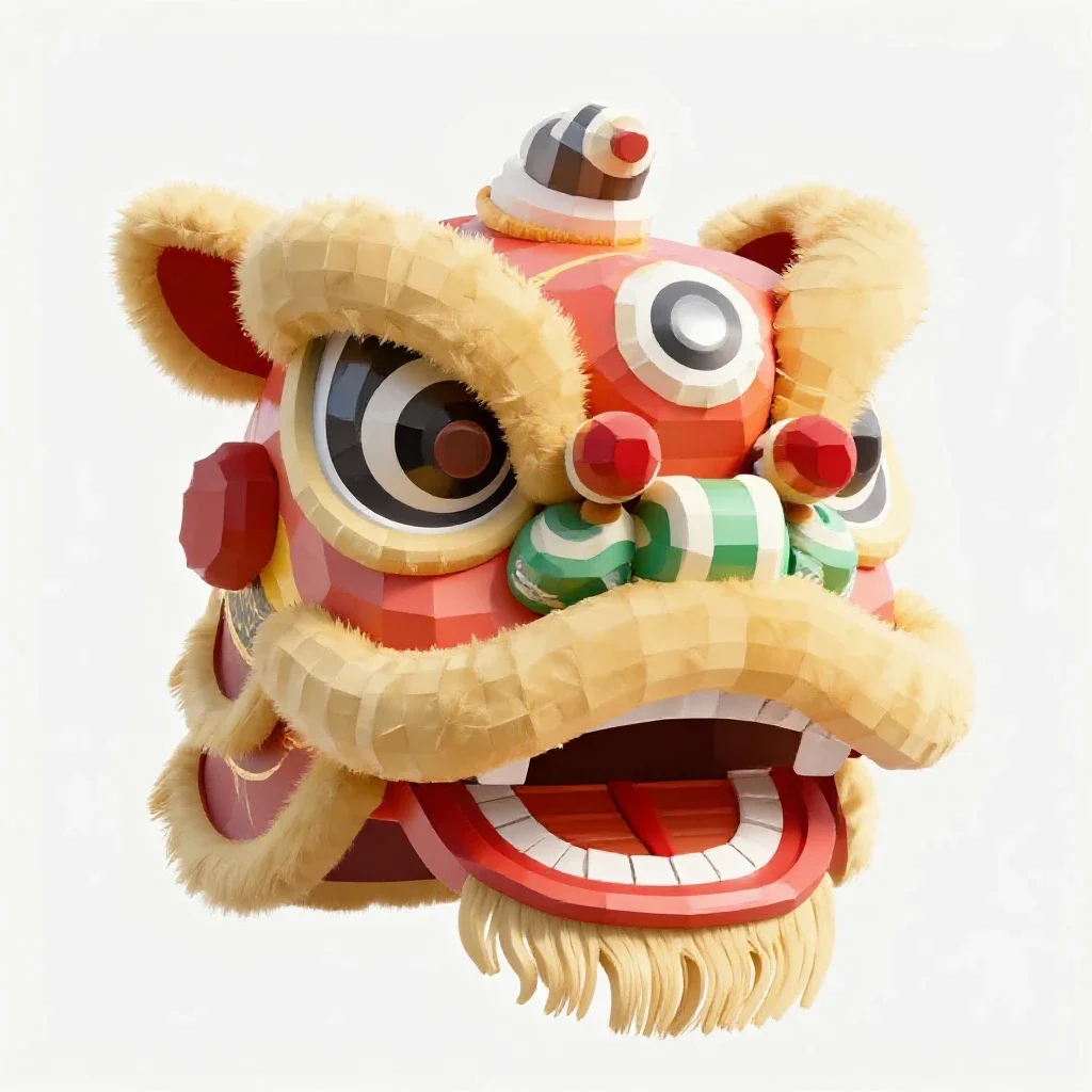 Lion dance head isolated on a white background