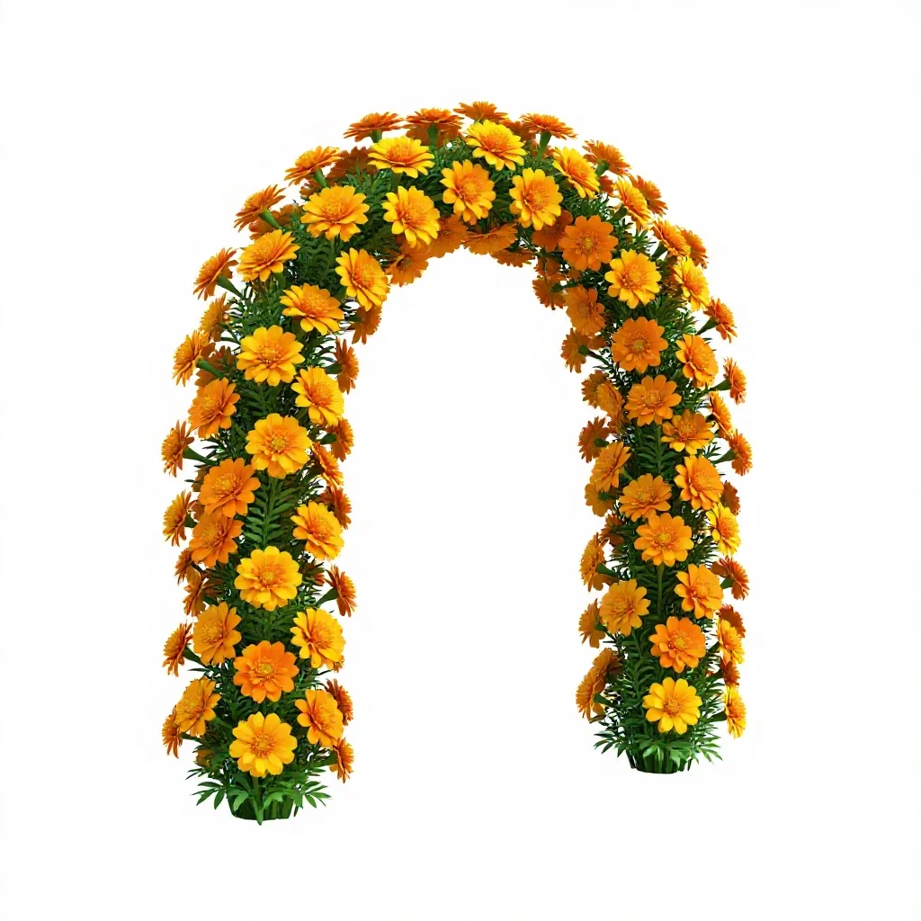 Marigold arch isolated on a white background