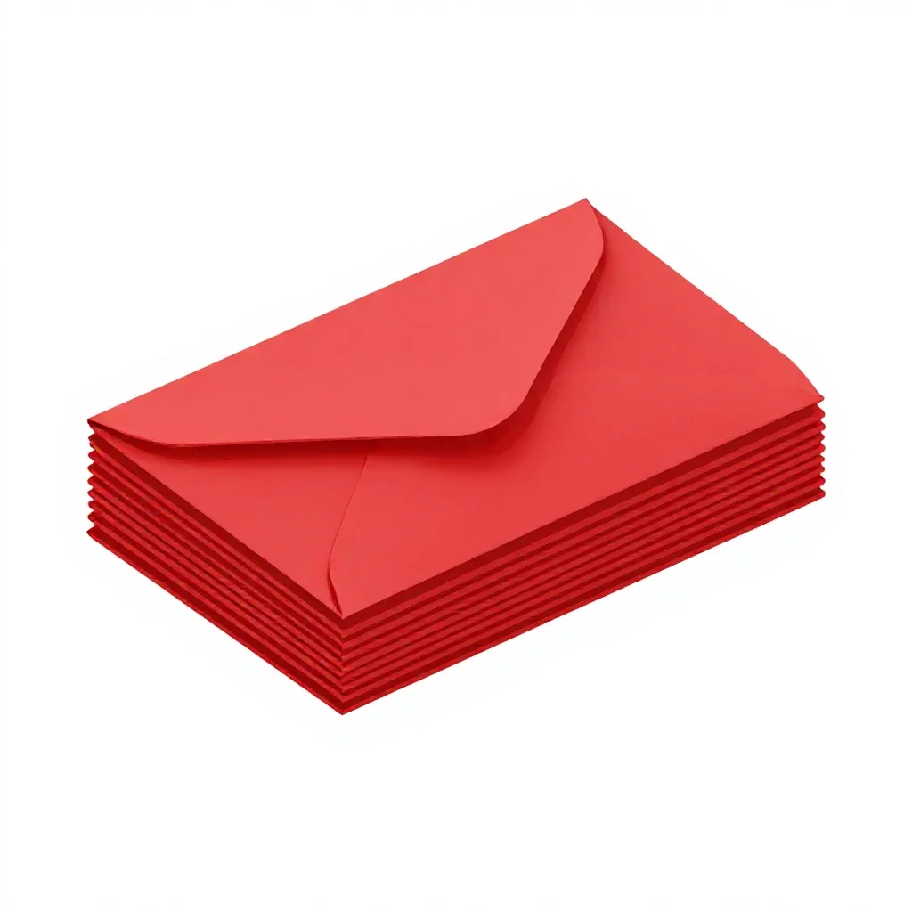 Red envelope stack isolated on a white background