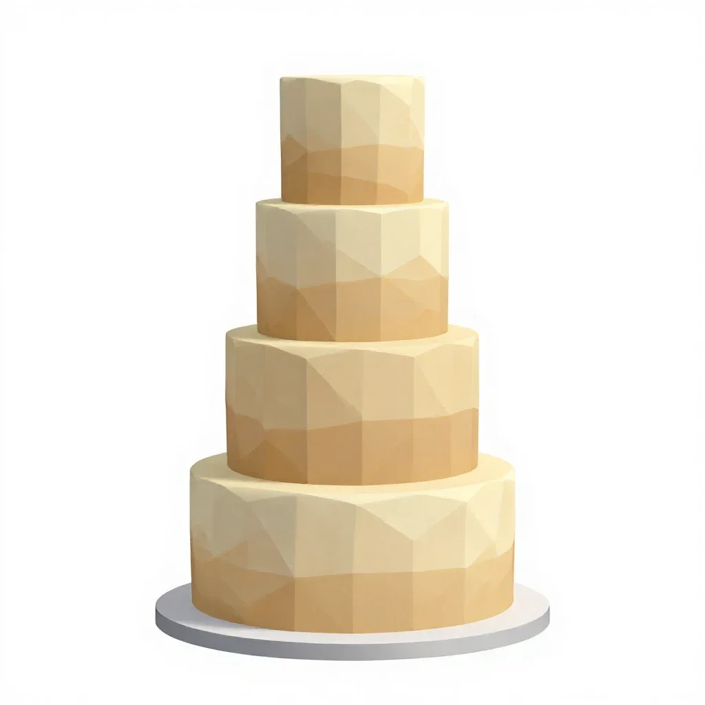 Tiered wedding cake isolated on a white background