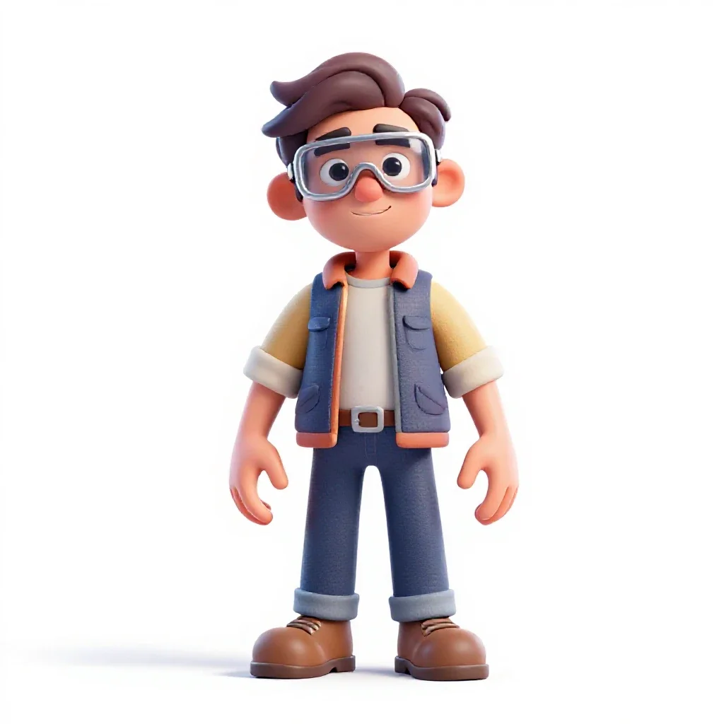 Clockwork tinkerer with goggles isolated on a white background