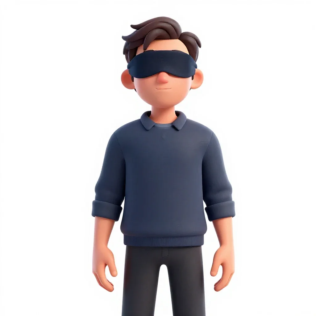Oracle with blindfolded eyes isolated on a white background