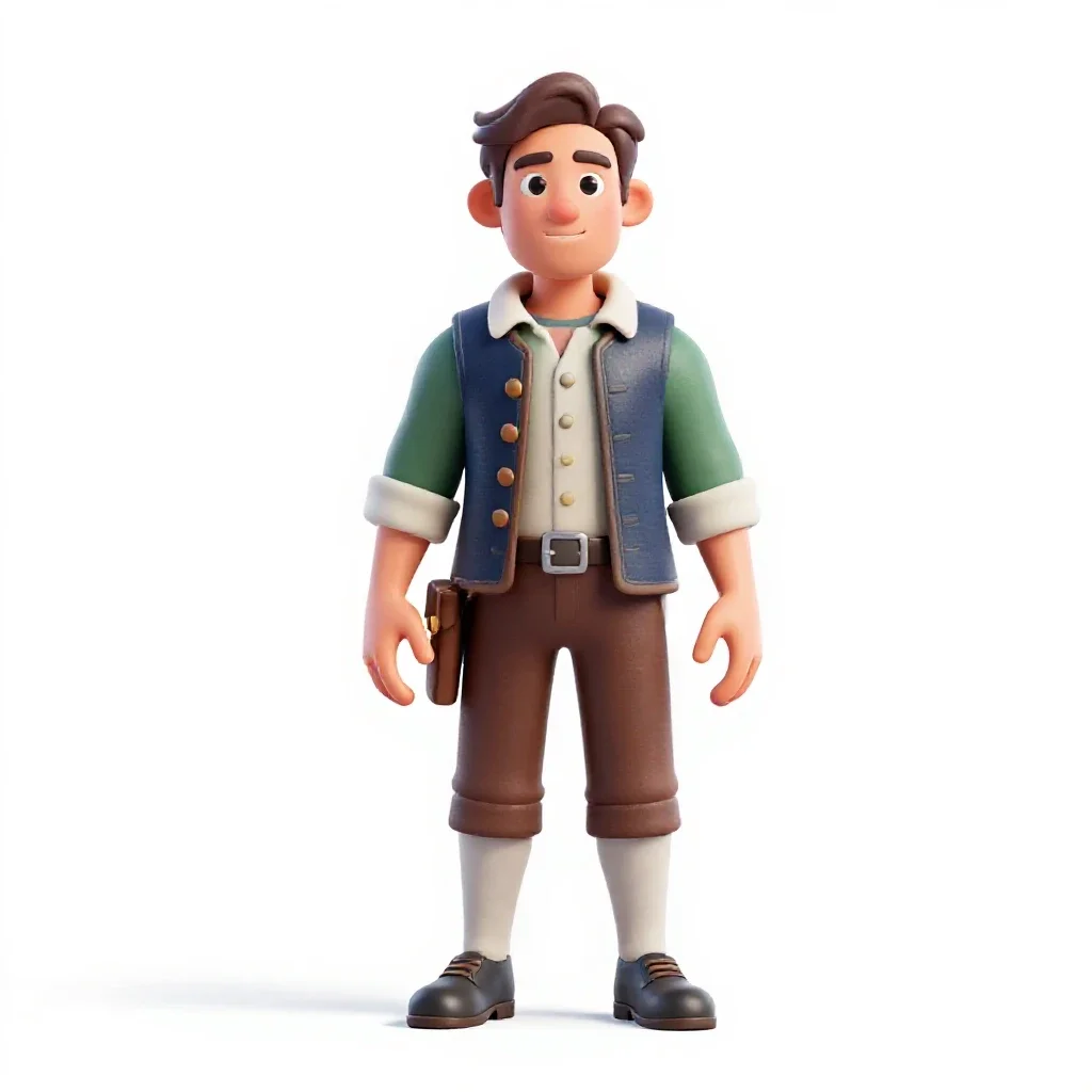 Colonial cartographer isolated on a white background