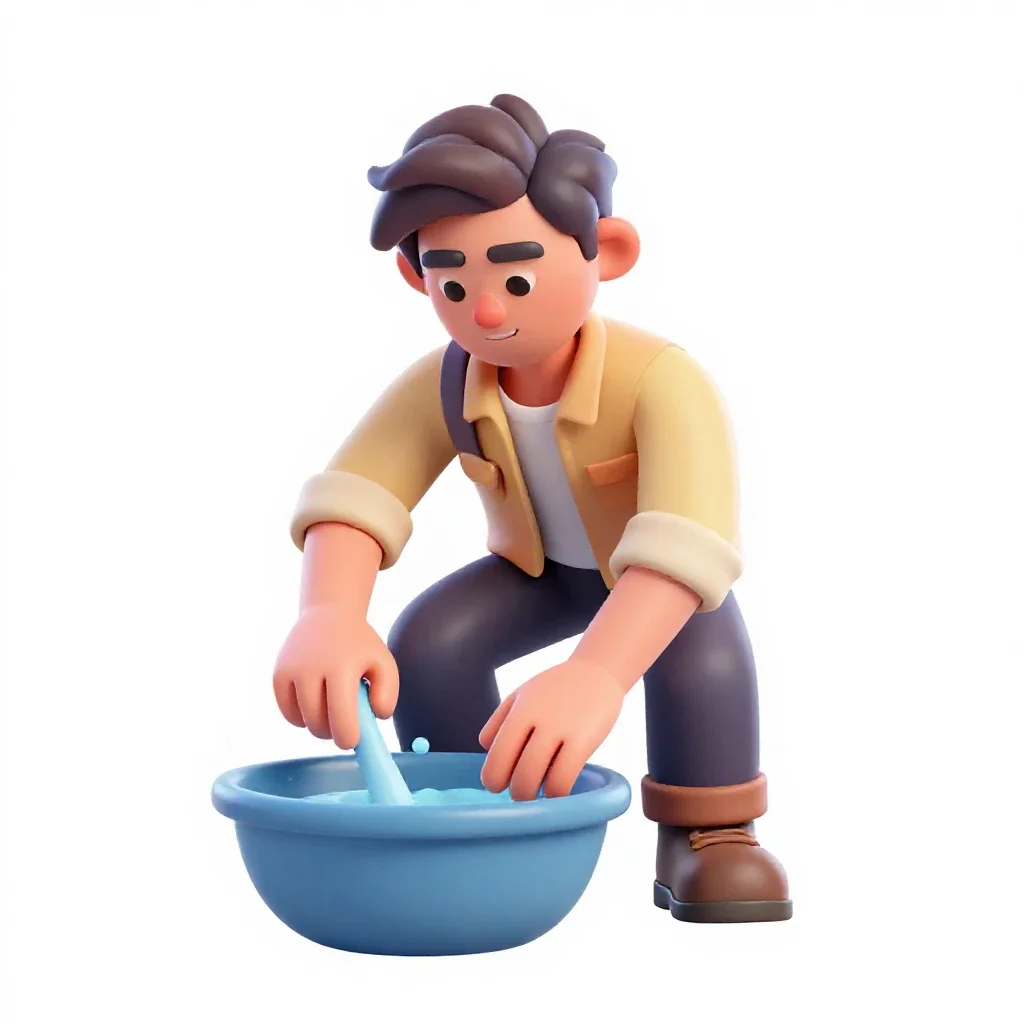 Frontier prospector panning isolated on a white background