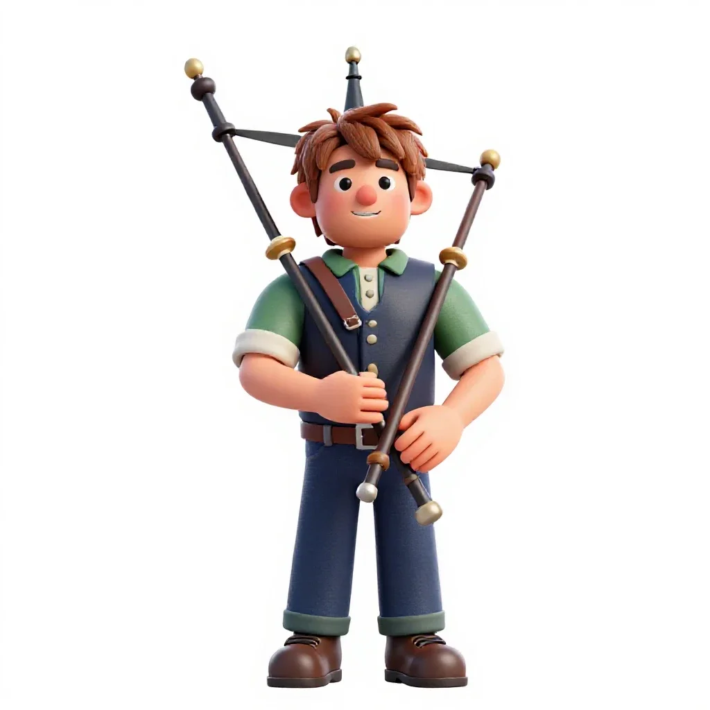 Highland piper isolated on a white background
