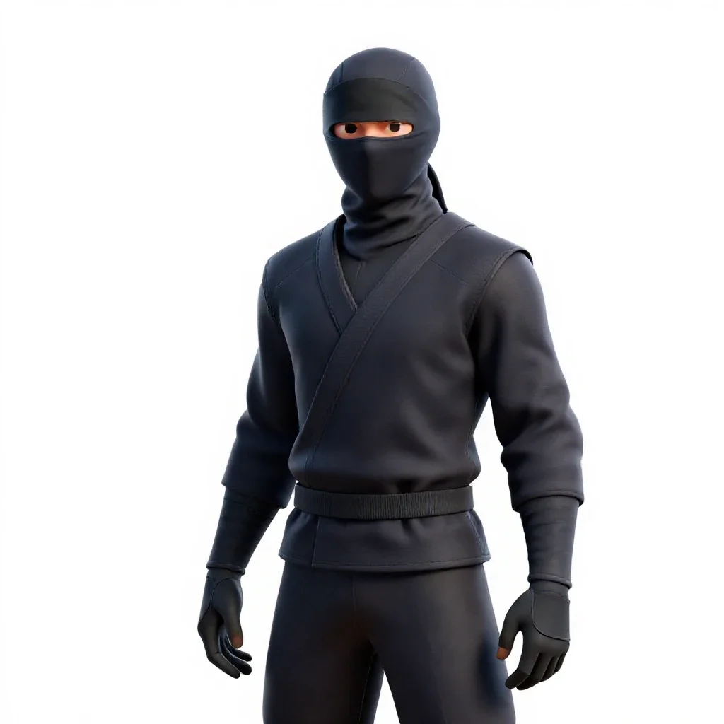 Ninja in dark cloth isolated on a white background
