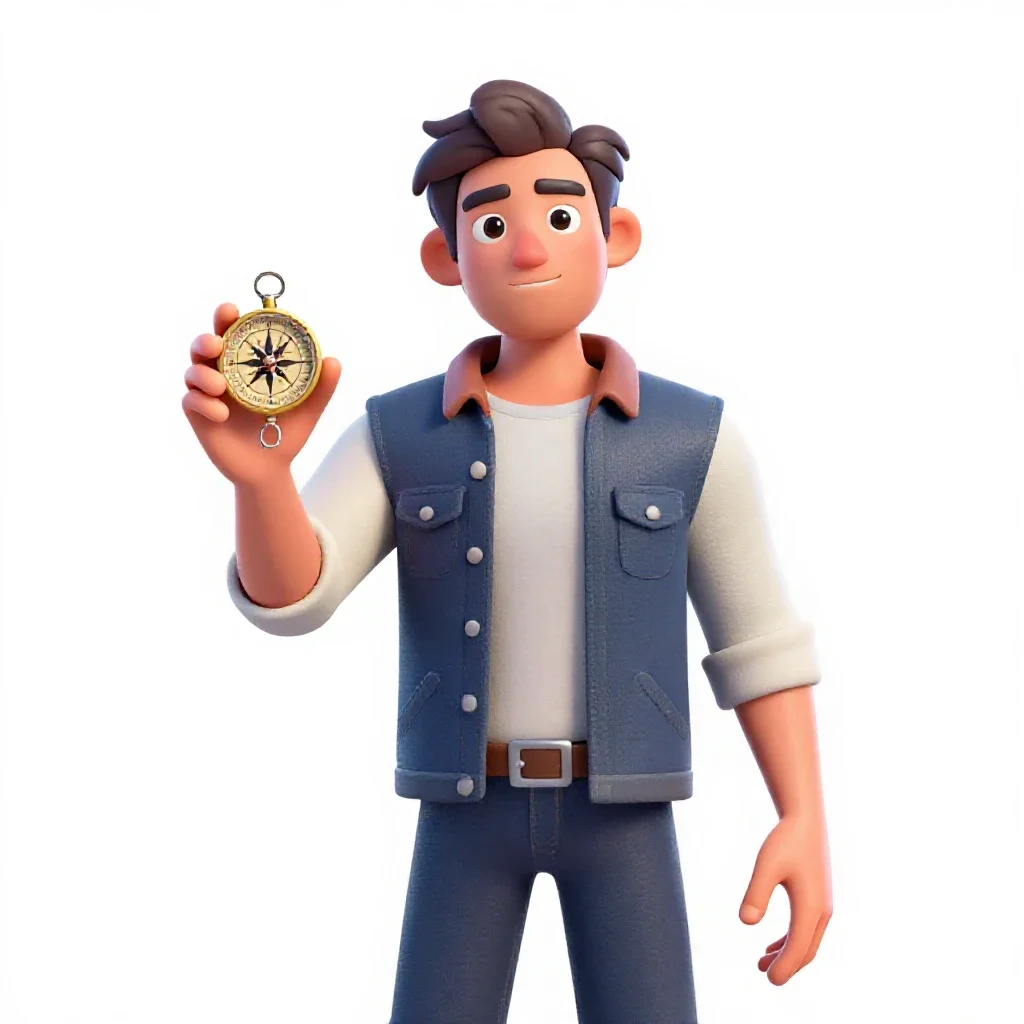 Pacific navigator with a star compass isolated on a white background
