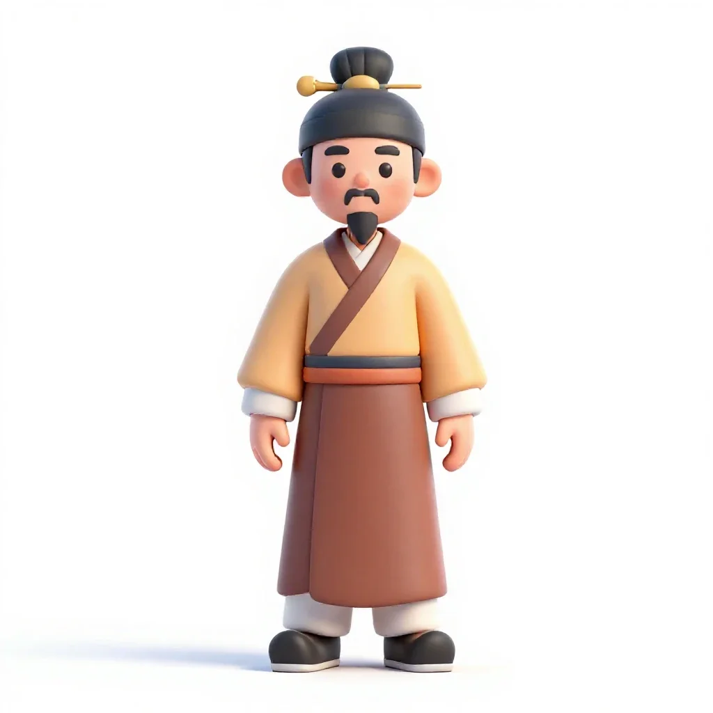 Tang dynasty court musician isolated on a white background