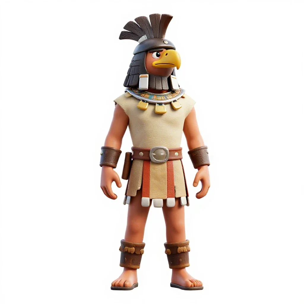 Aztec eagle warrior isolated on a white background