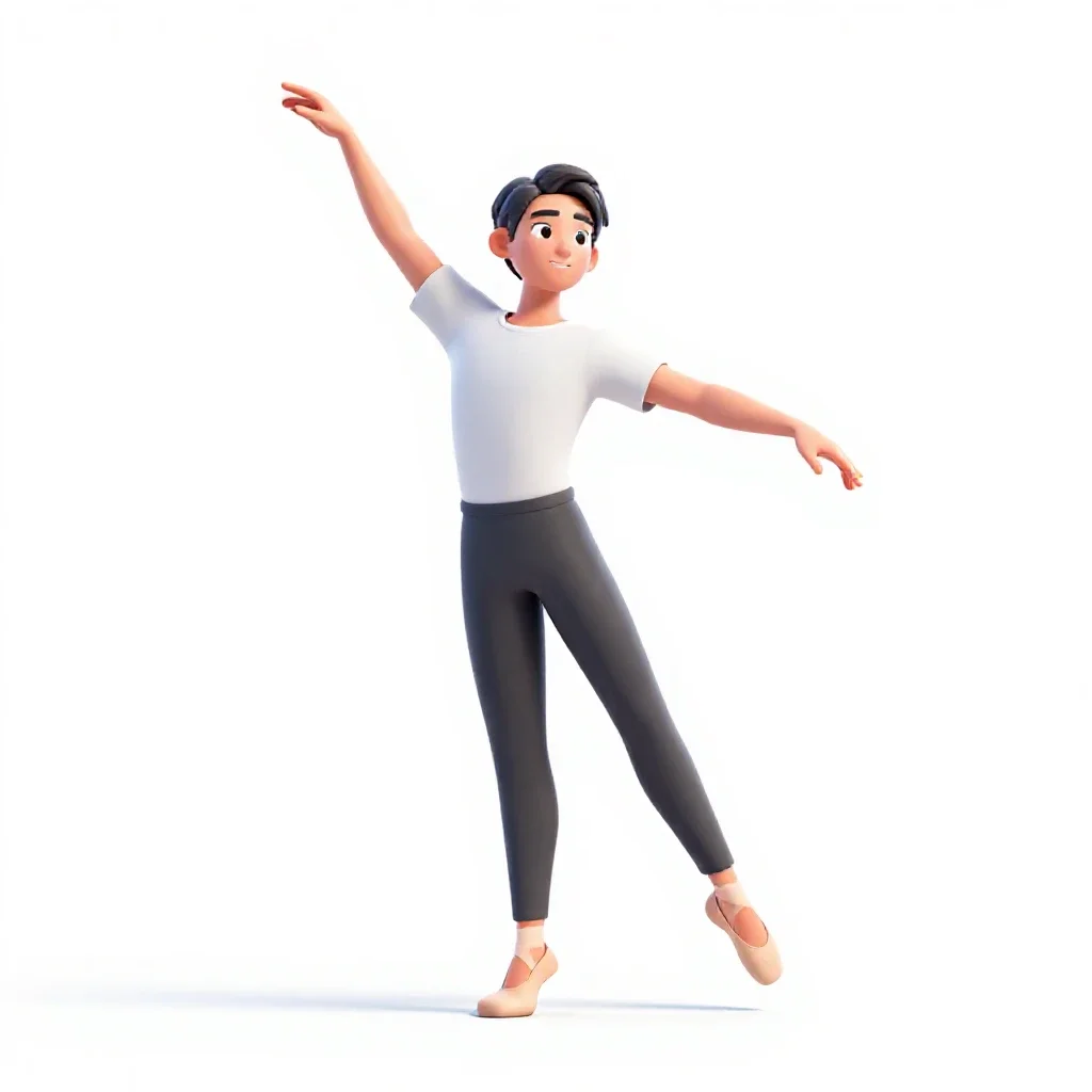 Ballet dancer in fourth position isolated on a white background