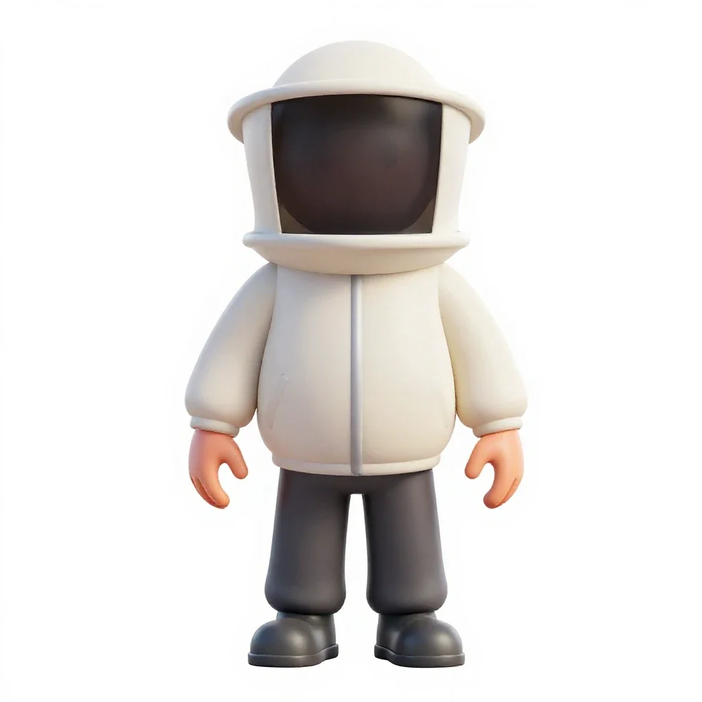 Beekeeper in a veiled suit isolated on a white background