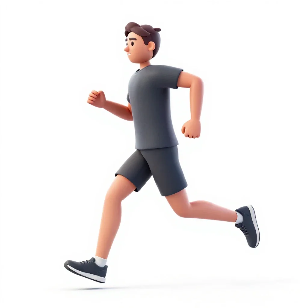Long-distance runner mid-stride isolated on a white background