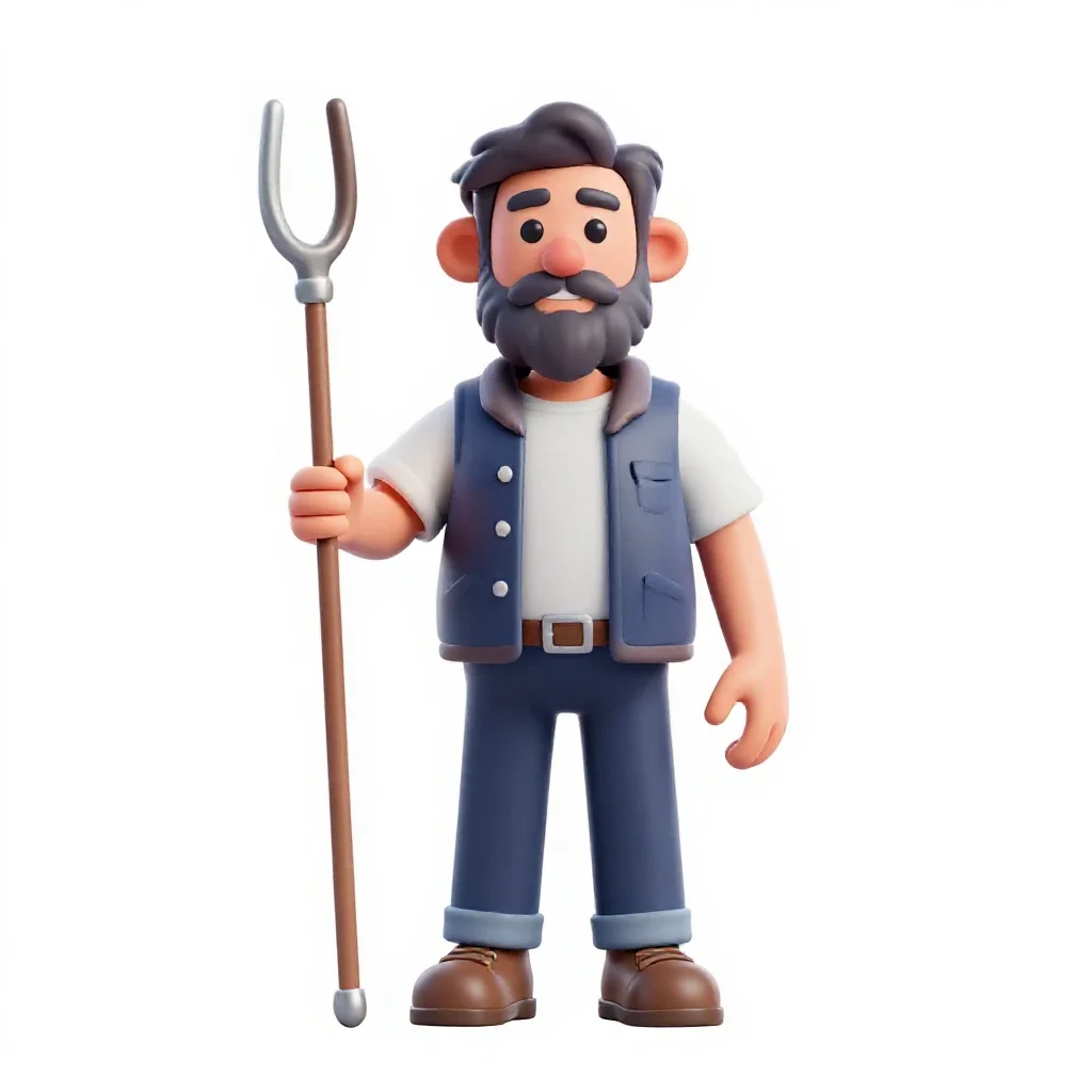 Shepherd with a crook isolated on a white background