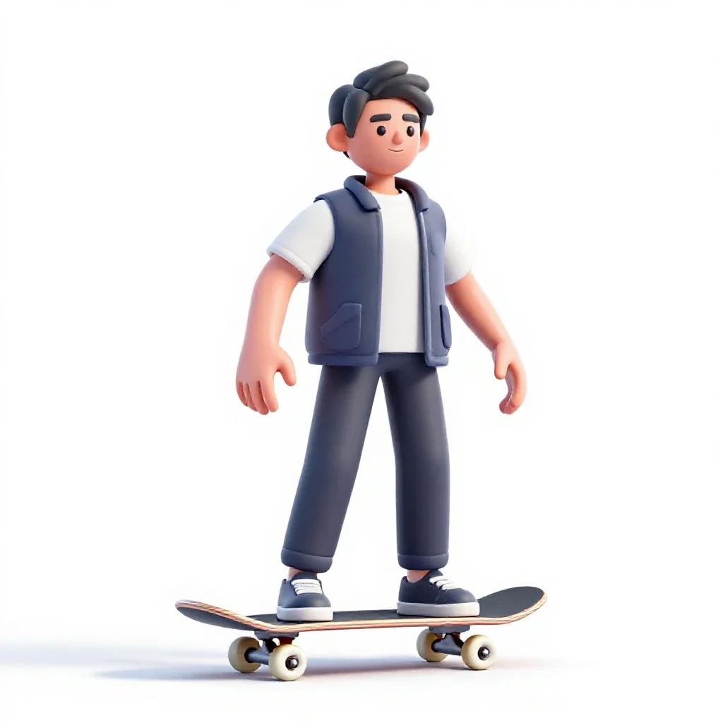 Skateboarder with a board underarm isolated on a white background