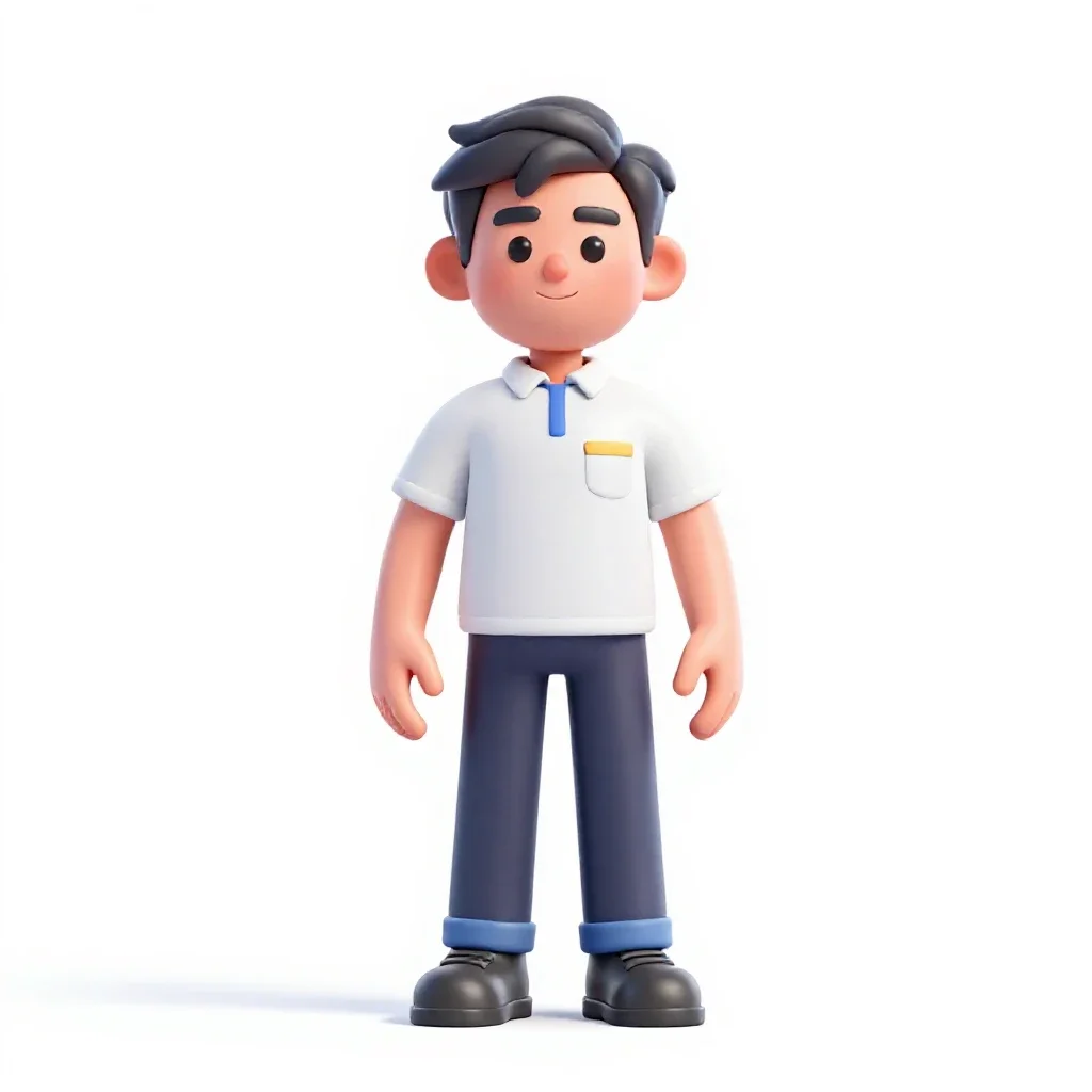 Stage lighting technician isolated on a white background