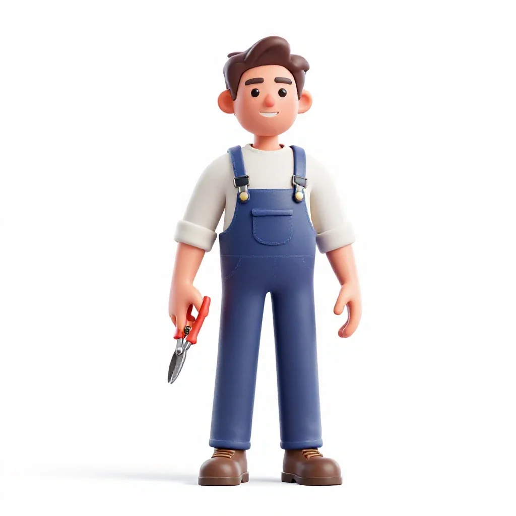 Vineyard worker with secateurs isolated on a white background