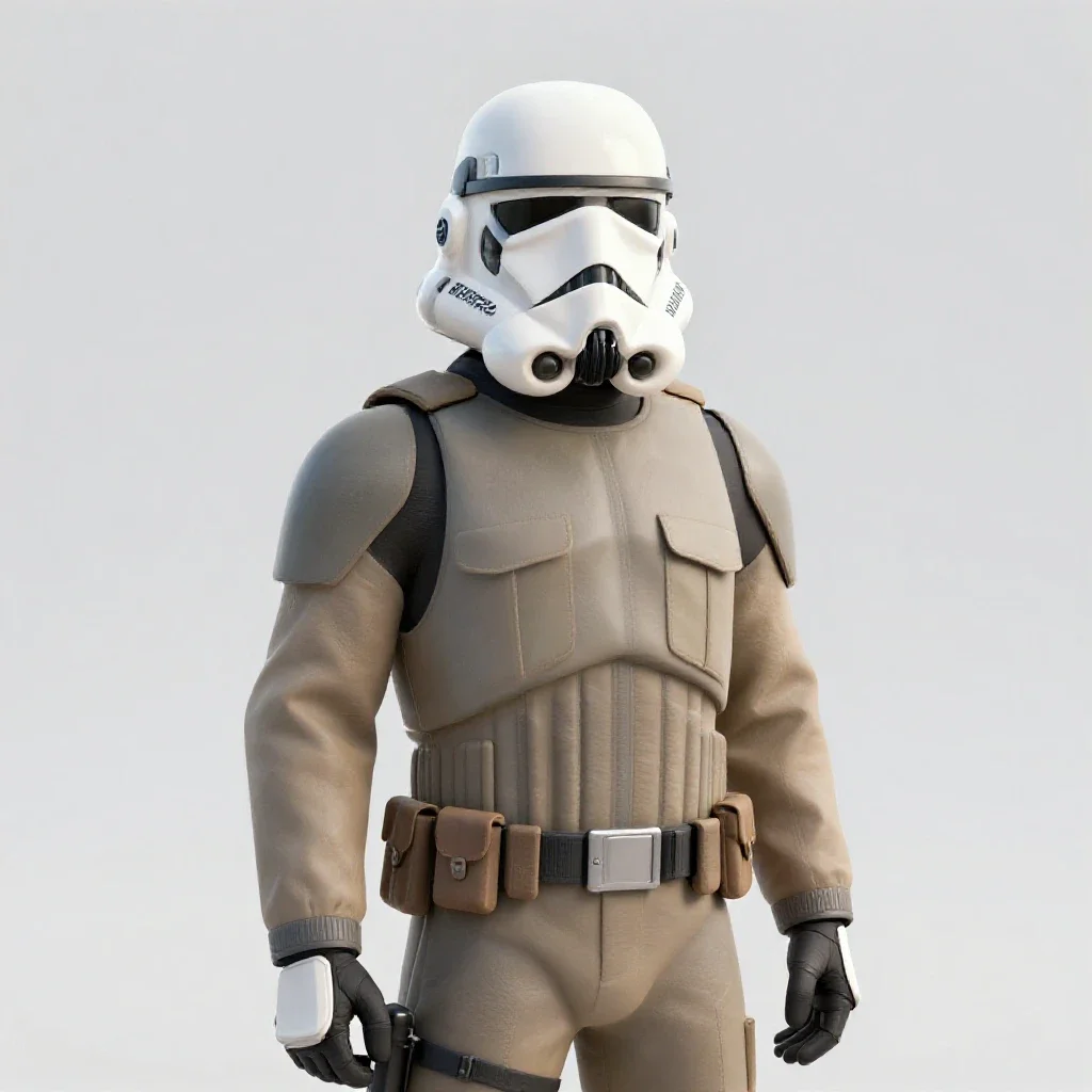 Clone trooper without a helmet isolated on a white background