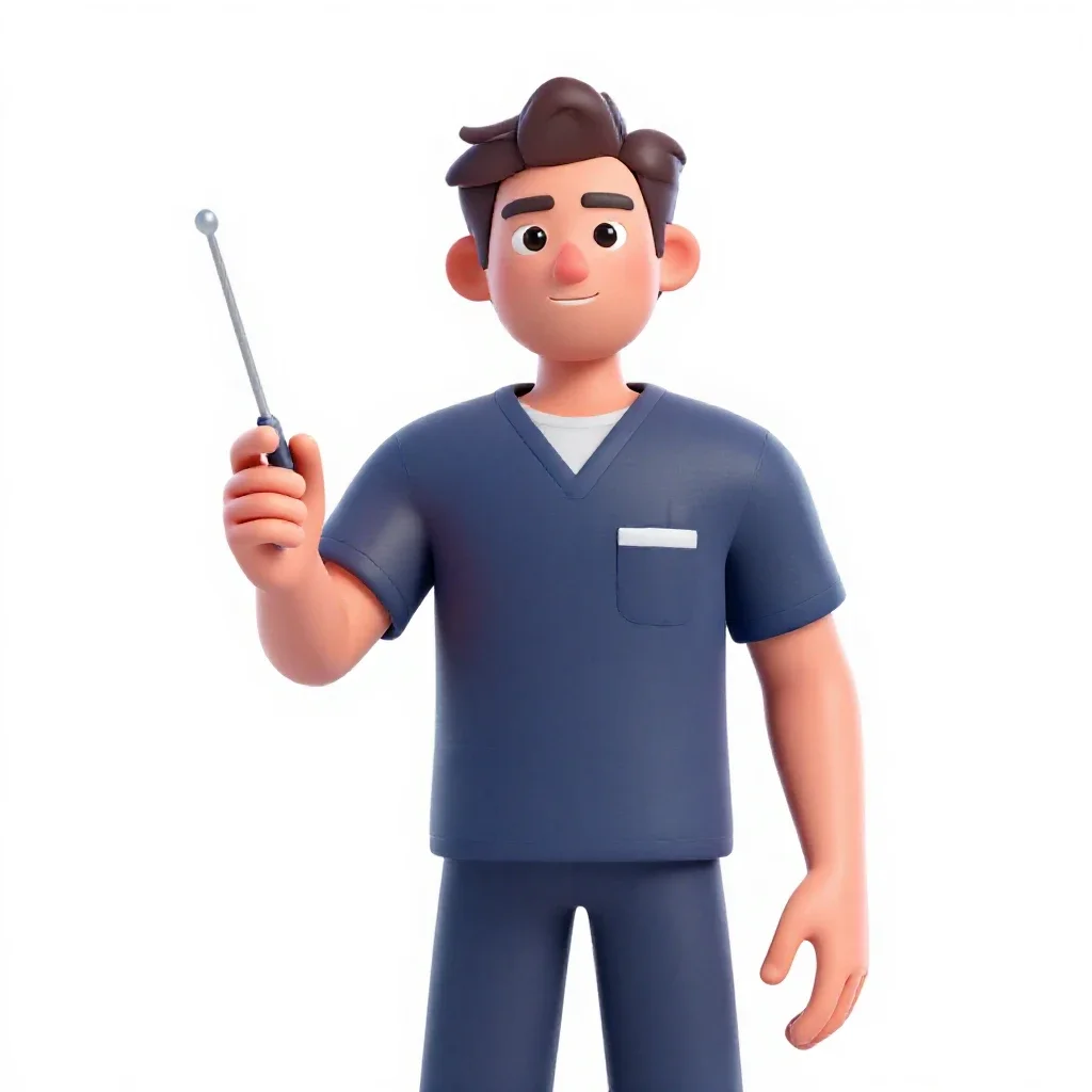 Colony medic with a diagnostic wand isolated on a white background