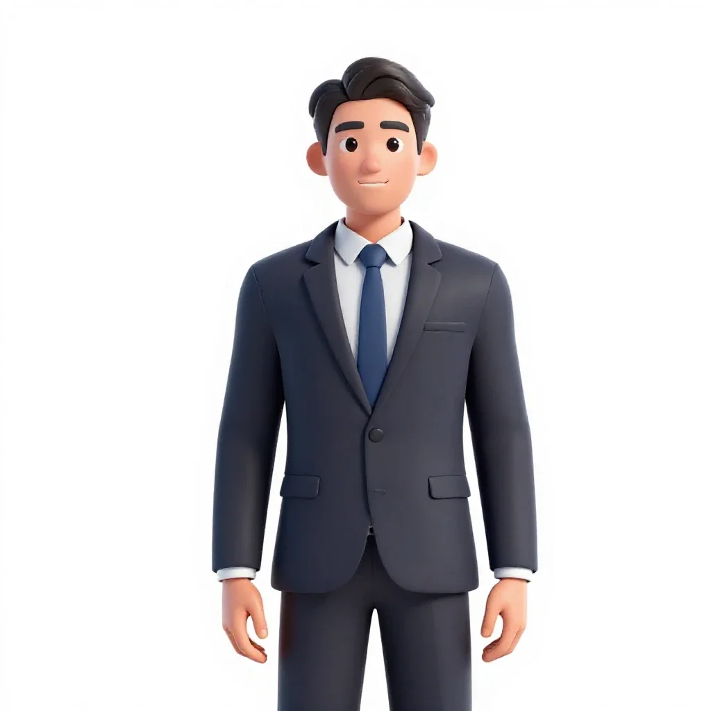 Corporate fixer in tailored synthetics isolated on a white background