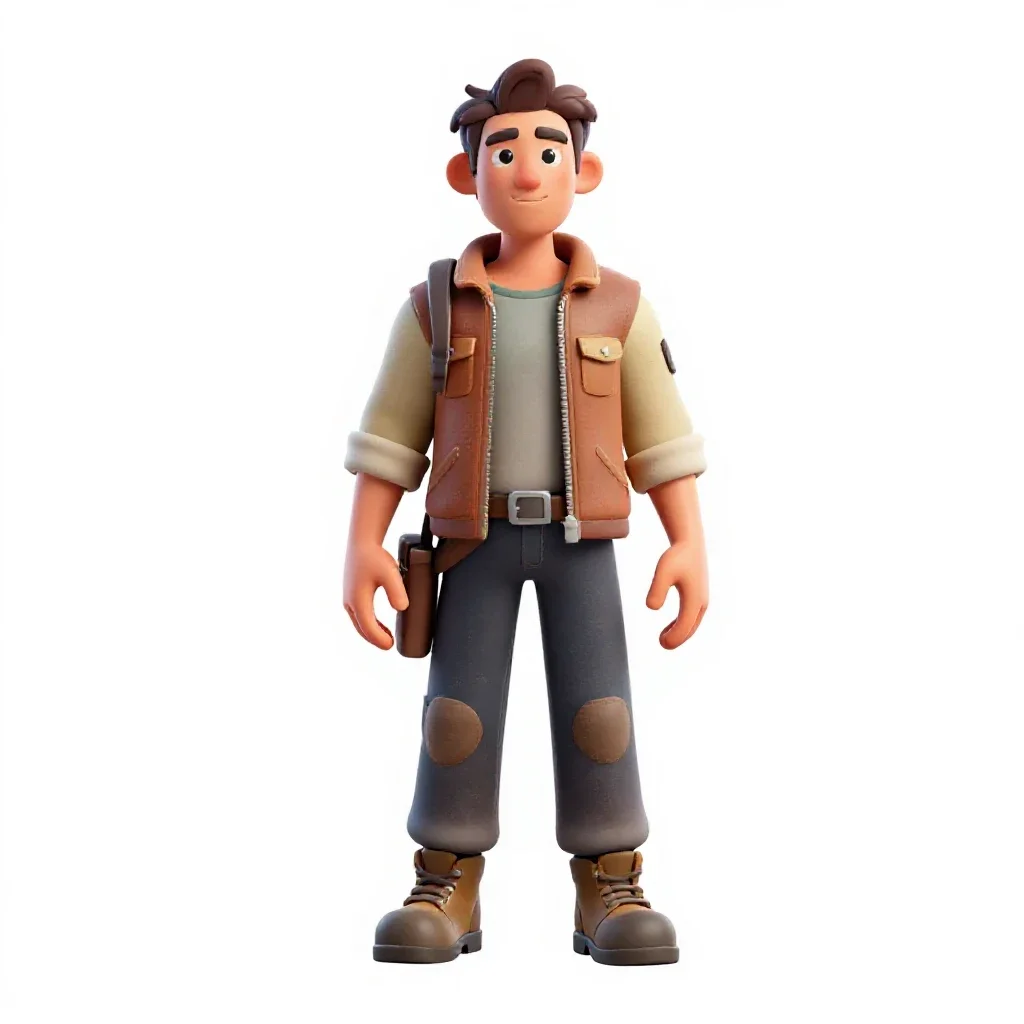 Dust-worn scavenger isolated on a white background