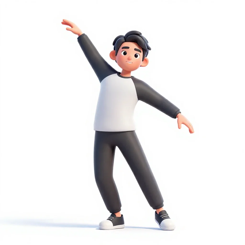 Low-gravity dancer isolated on a white background
