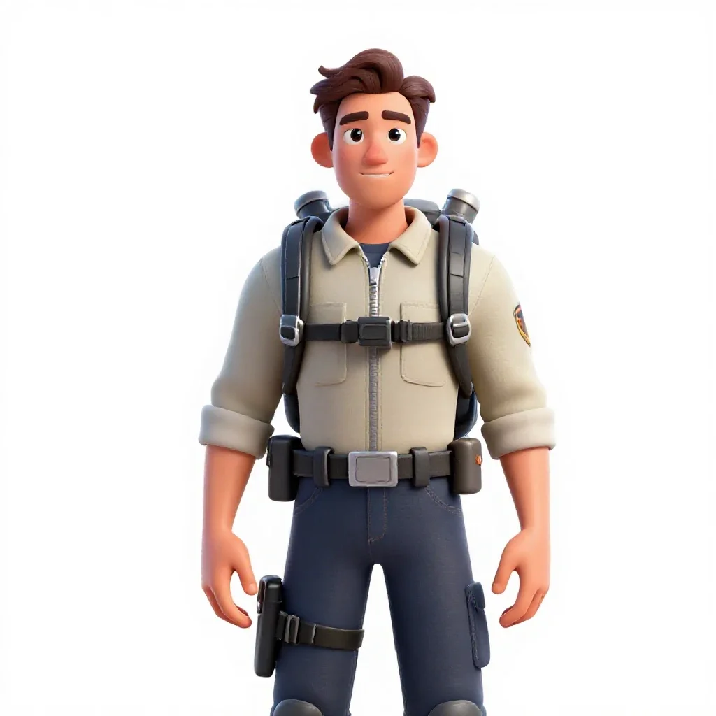Planetary ranger with a rebreather isolated on a white background