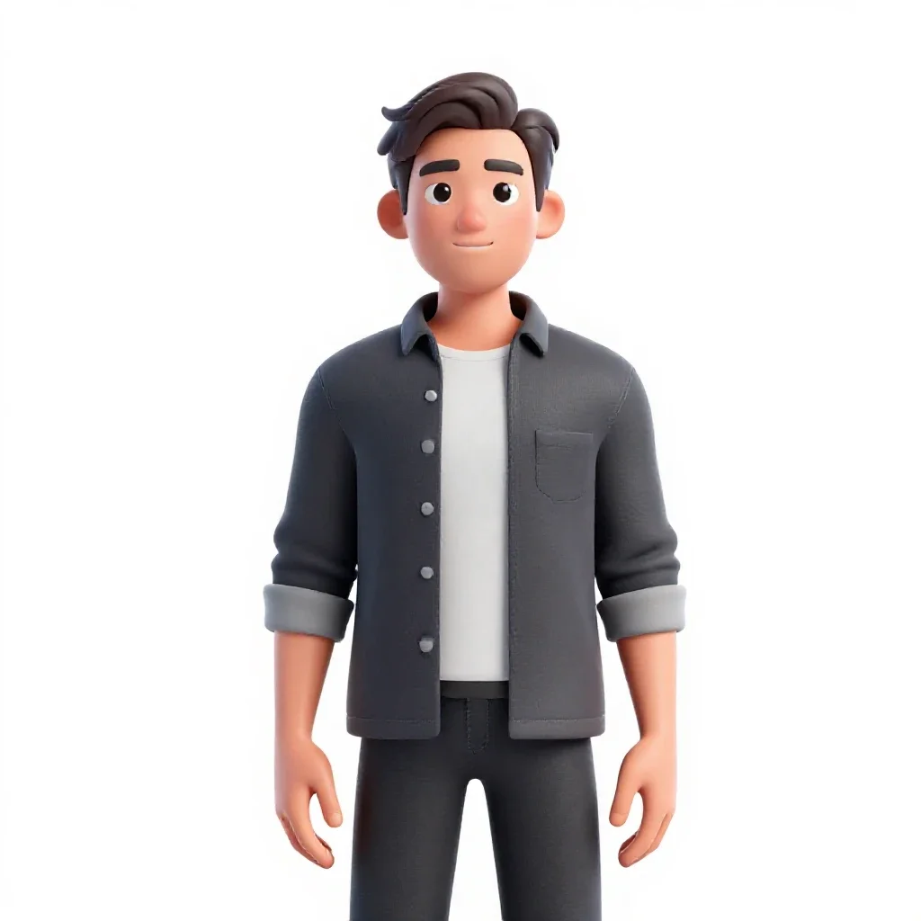 Synthetic companion with matte skin isolated on a white background