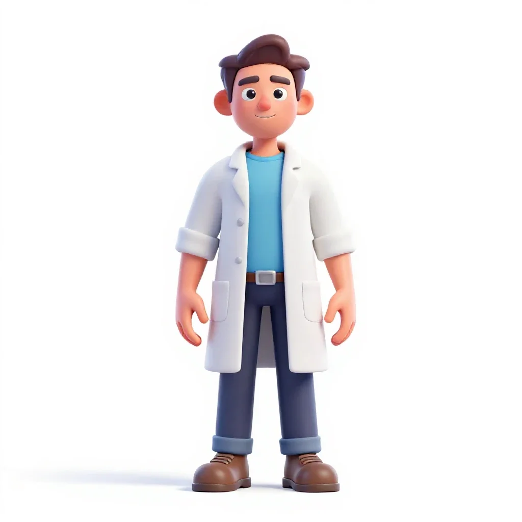Terraforming botanist isolated on a white background