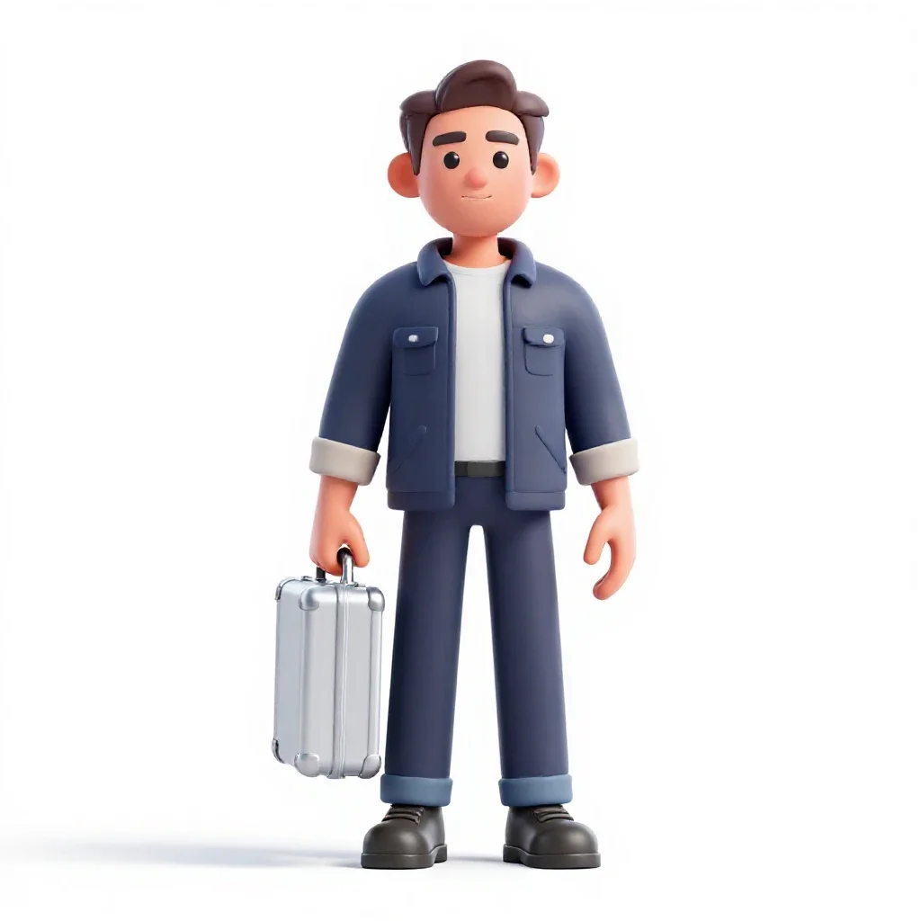 Time courier with a sealed case isolated on a white background