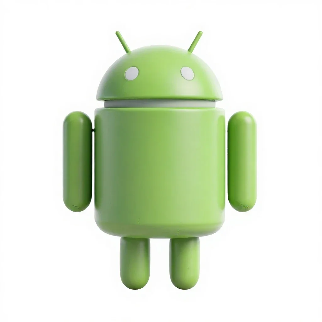 Android with visible seams isolated on a white background