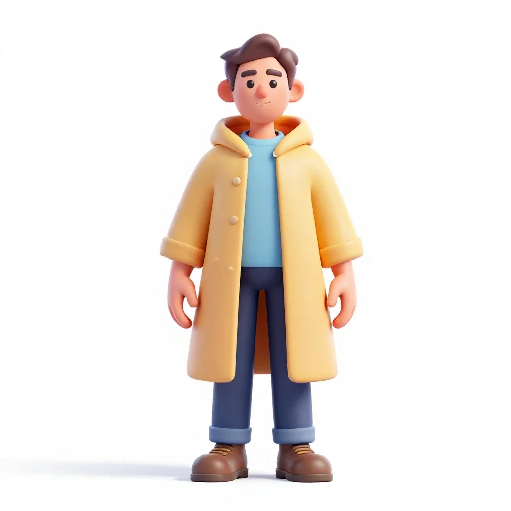 Off-world farmer in a sun cloak isolated on a white background
