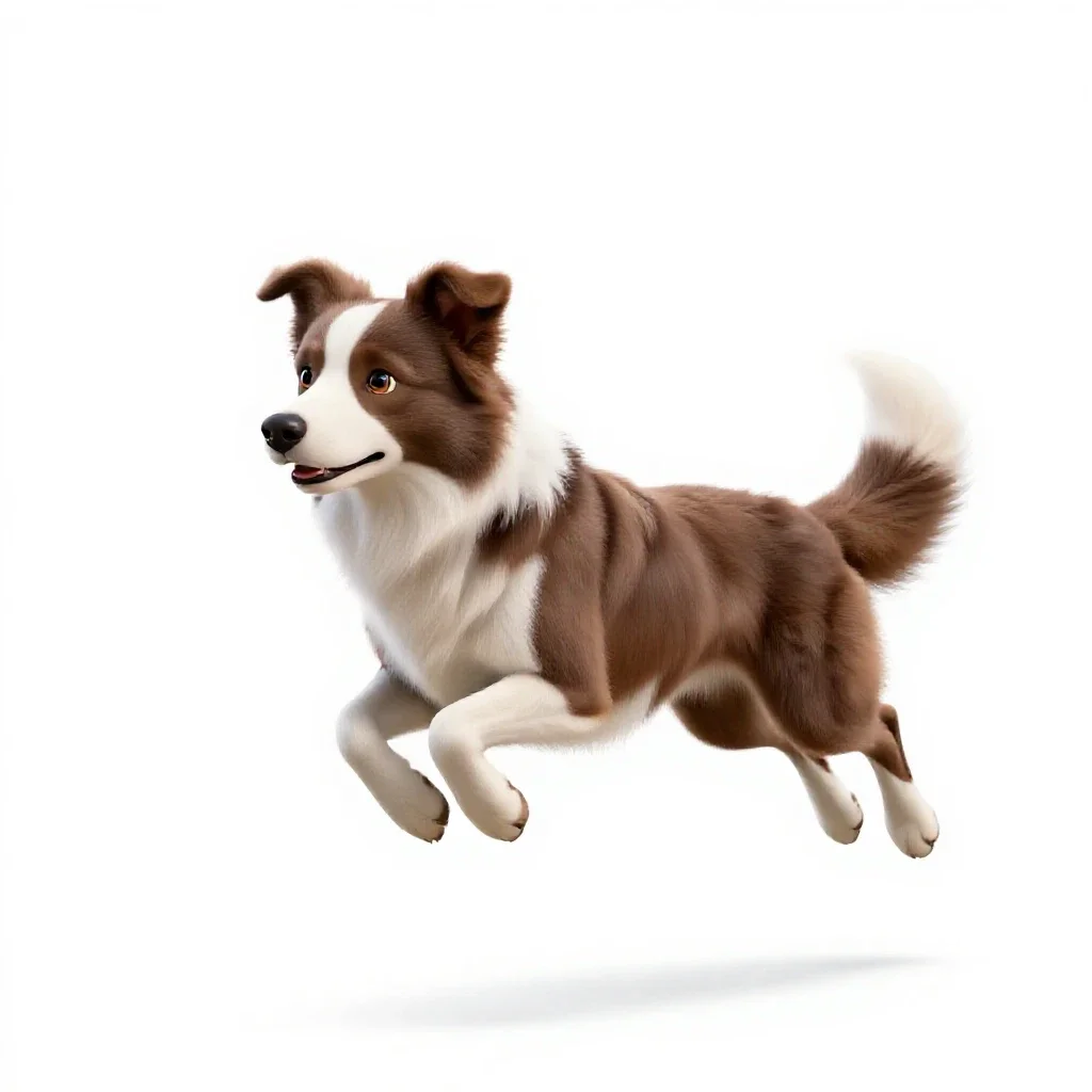 Border collie mid-leap isolated on a white background