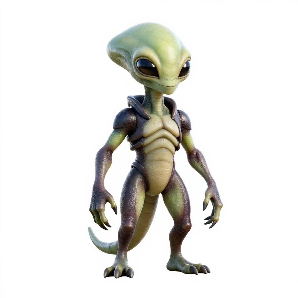 Chitinous alien scout isolated on a white background