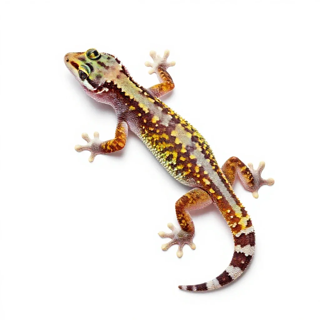 Gecko on glass isolated on a white background