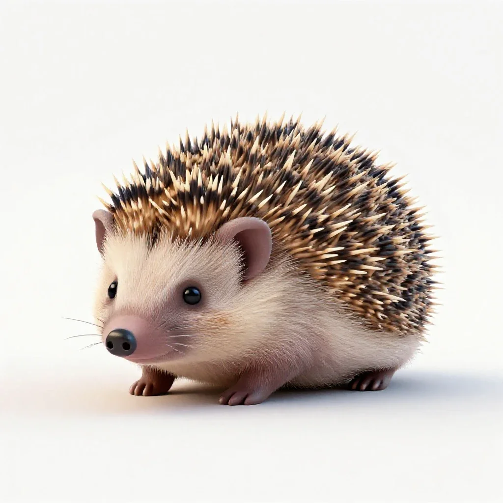 Hedgehog curled up isolated on a white background