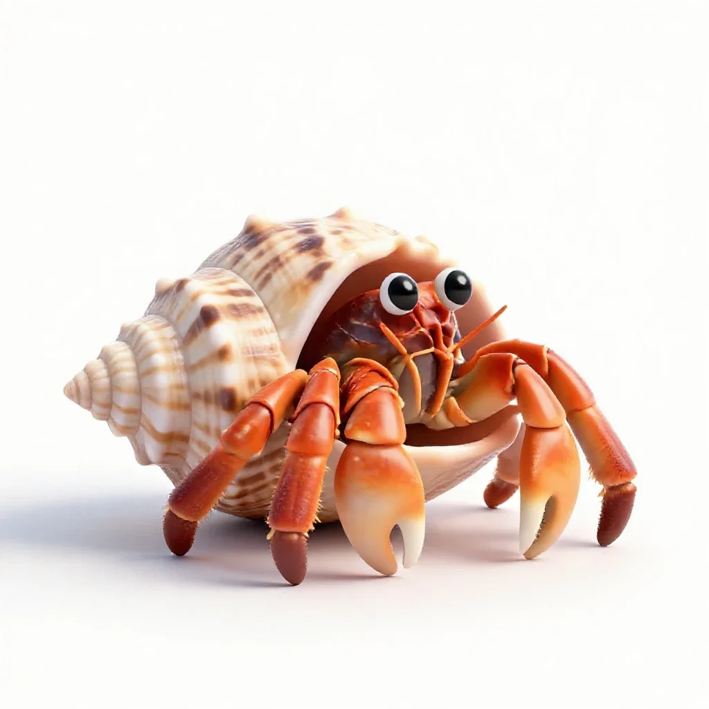 Hermit crab in a shell isolated on a white background