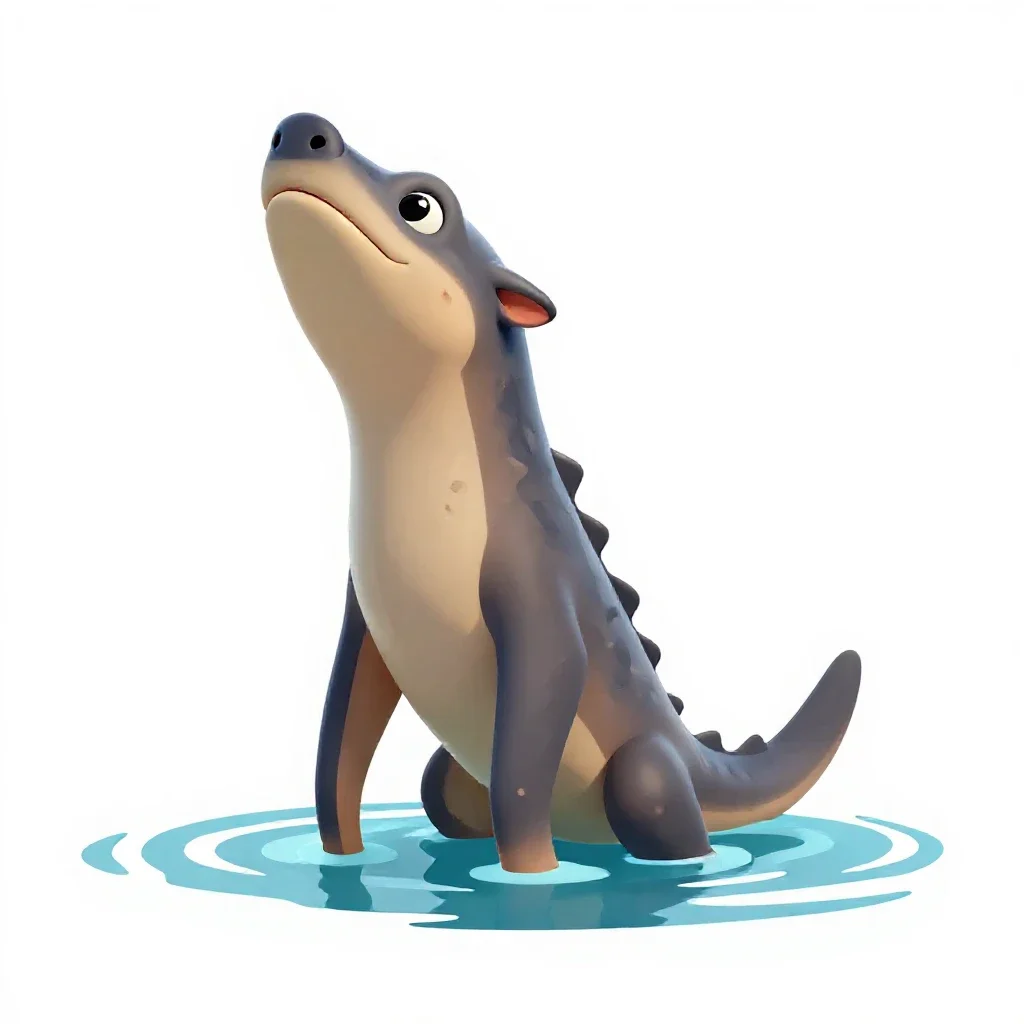 Kelpie rising from water isolated on a white background