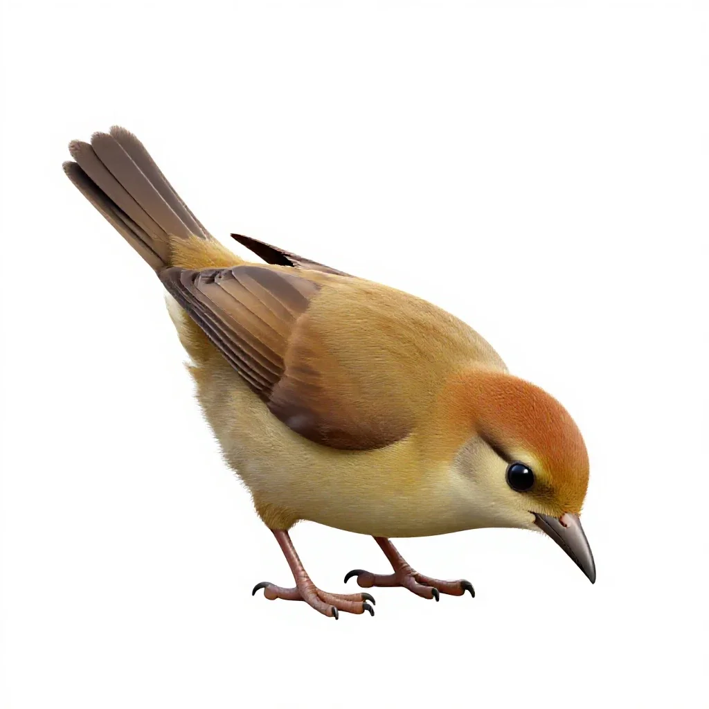 Kiwi bird foraging isolated on a white background