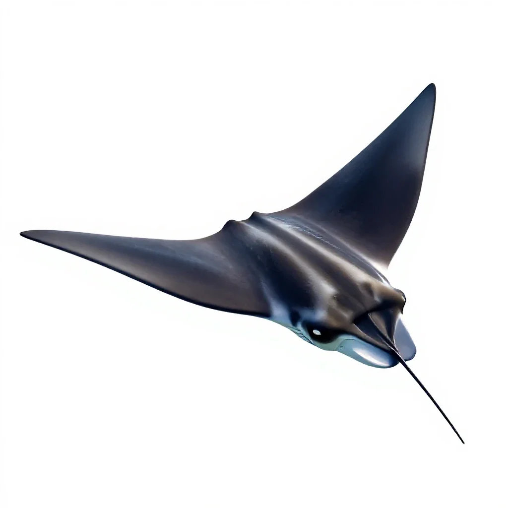 Manta ray gliding isolated on a white background