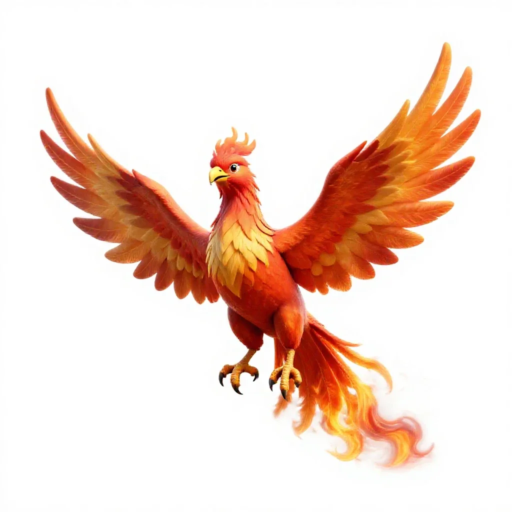 Phoenix in flame isolated on a white background