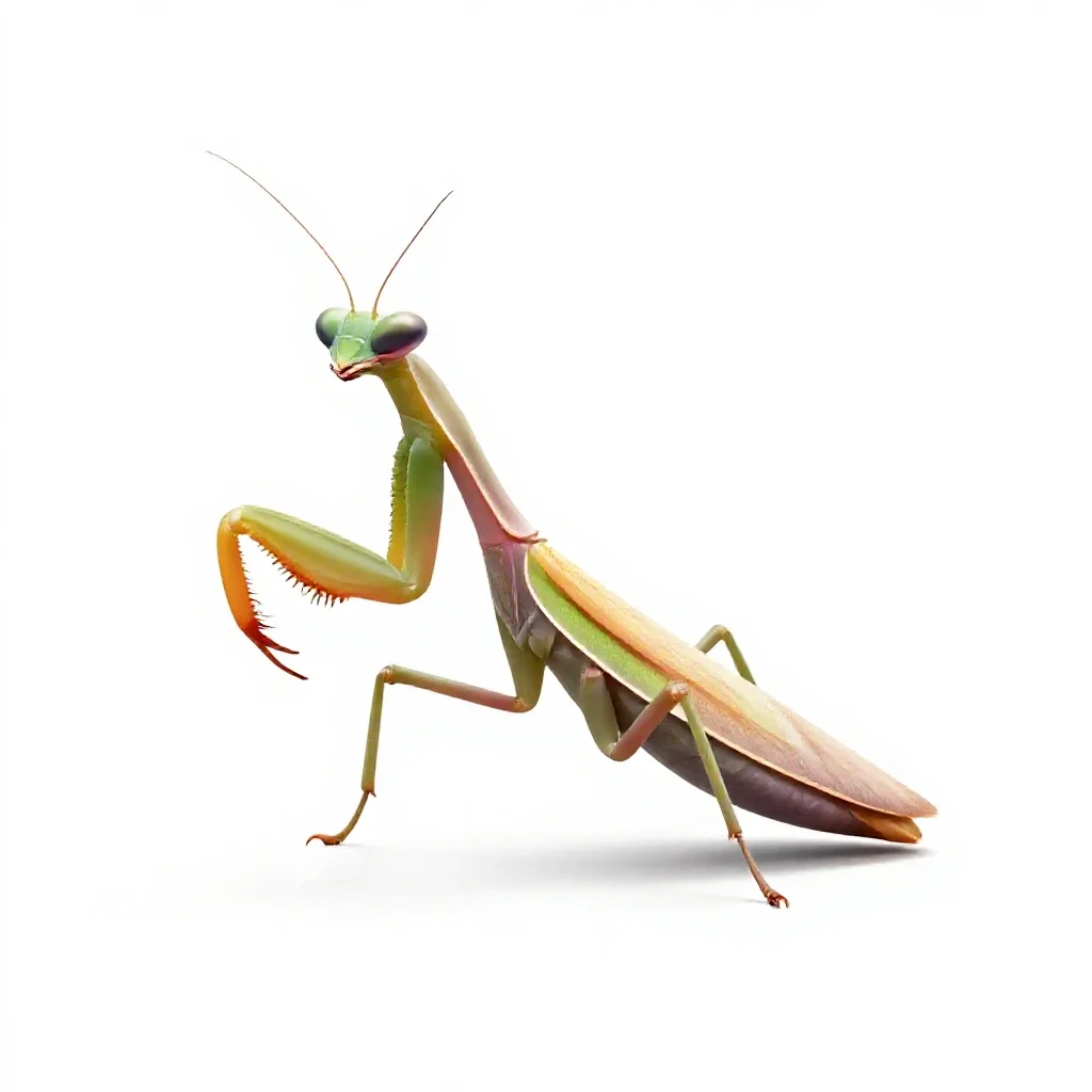 Praying mantis isolated on a white background