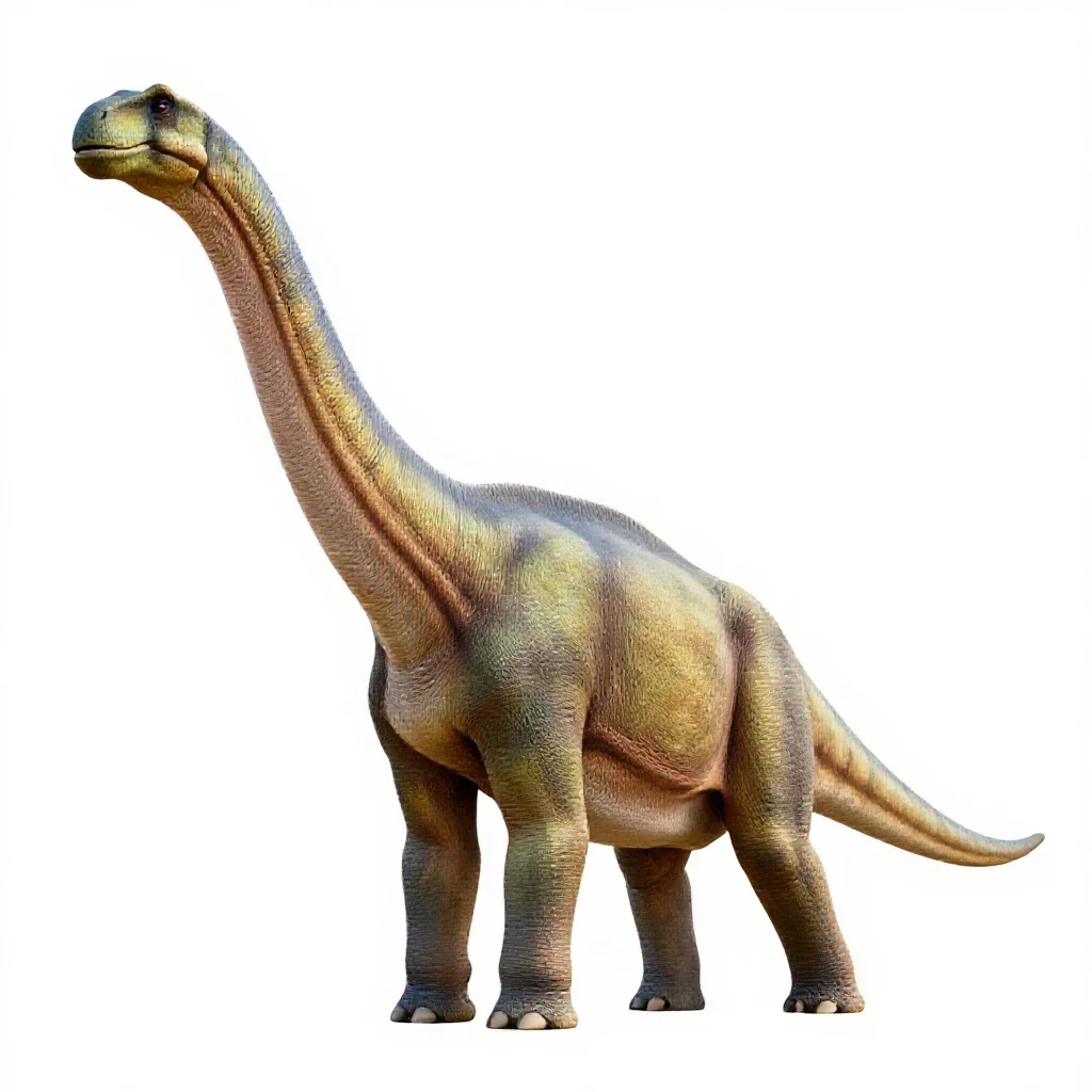 Brachiosaurus reaching upward isolated on a white background