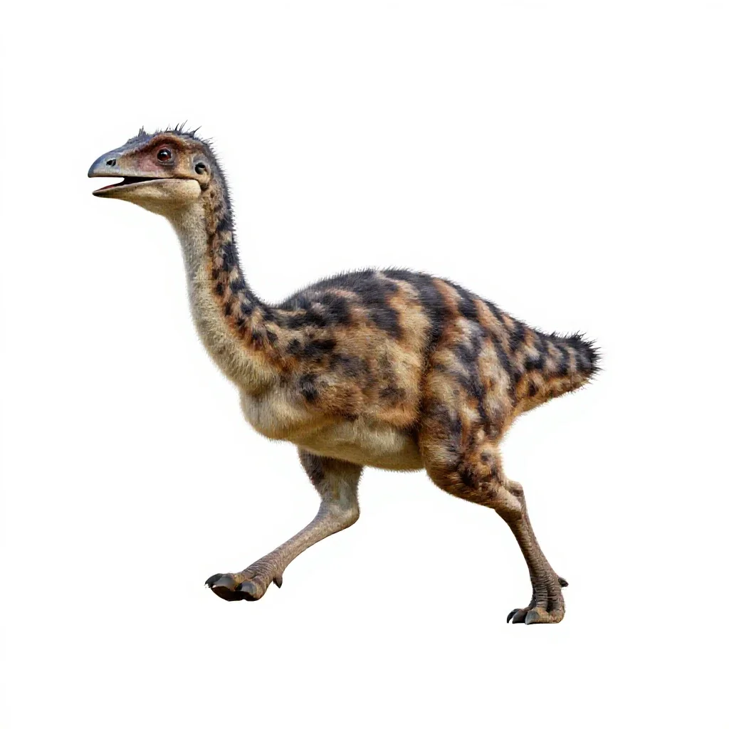 Gallimimus running isolated on a white background