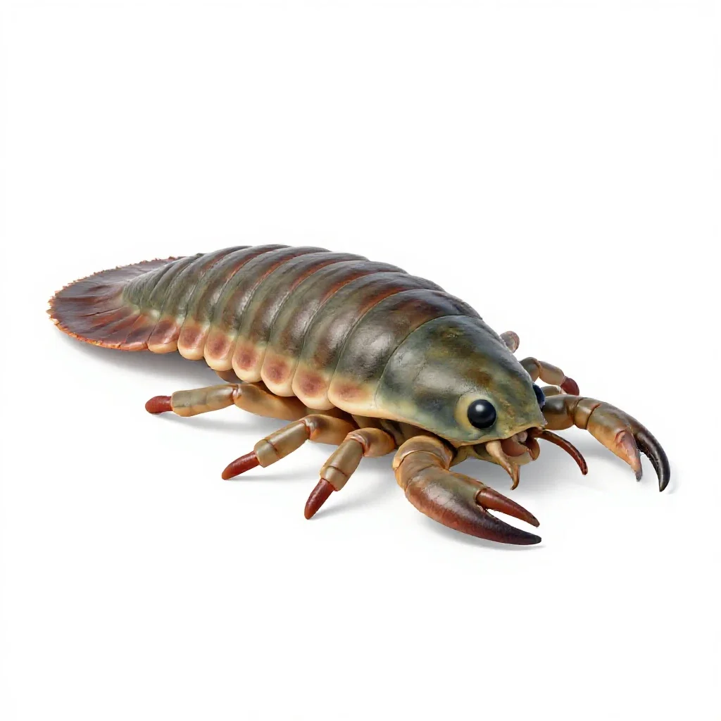 Trilobite on the seafloor isolated on a white background