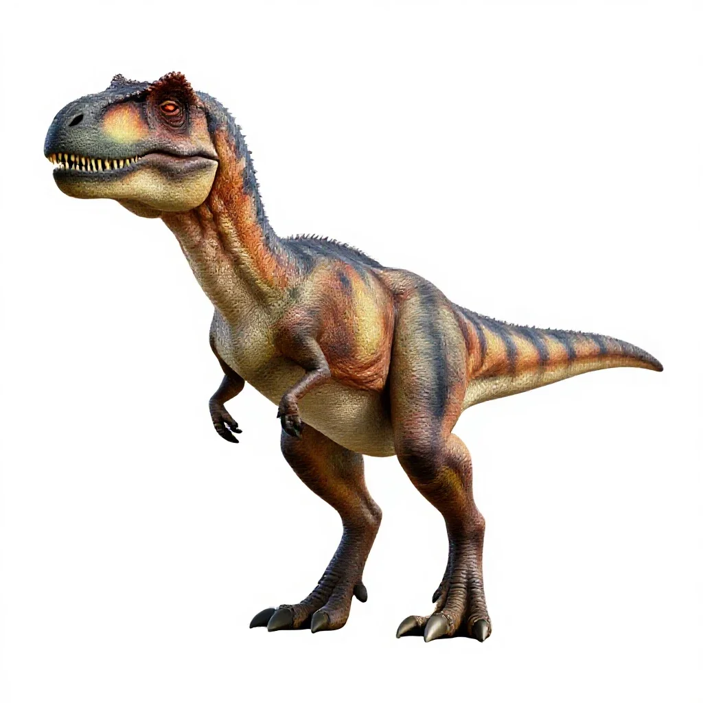 Velociraptor with feathers isolated on a white background